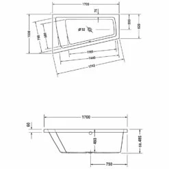 Duravit Paiova Eck-Badewanne 170 X 100 Cm Ecke Links -Wanne Verkaufsladen 70021200 duravit badewanne 170 cm whirlsystem paiova 1307117