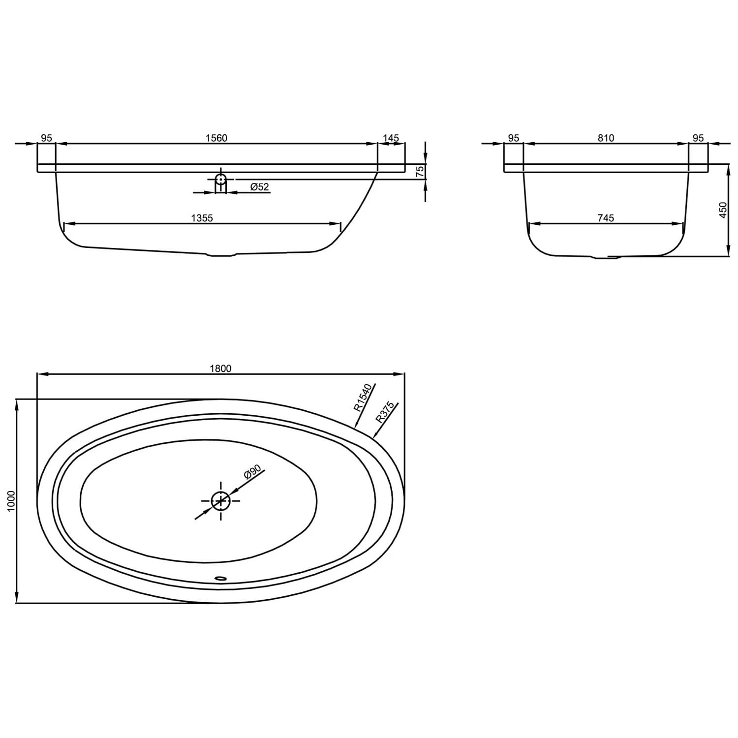 BetteEve Oval Badewanne 180 X 100 Cm 5 BetteEve Oval Badewanne 180 X 100 Cm – Bild 3