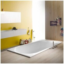 Bette Comodo Rechteck-Badewanne 190 X 90 Cm, Überlauf Hinten Mit Antirutsch Sense Und Griffbohrungen