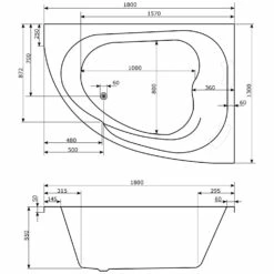 Caribia Delta XL Premium Whirlpool 180 X 130 Cm Ohne Schürze, Für Ecke Rechts -Wanne Verkaufsladen caribia badewannen eck delta xl premium 5927983