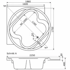 Caribia Vidal Premium Whirlpool 186 X 186 Cm Ohne Schürze, Eck -Wanne Verkaufsladen caribia badewannen ovalbadewannen vidal premium whirlpool 5928052
