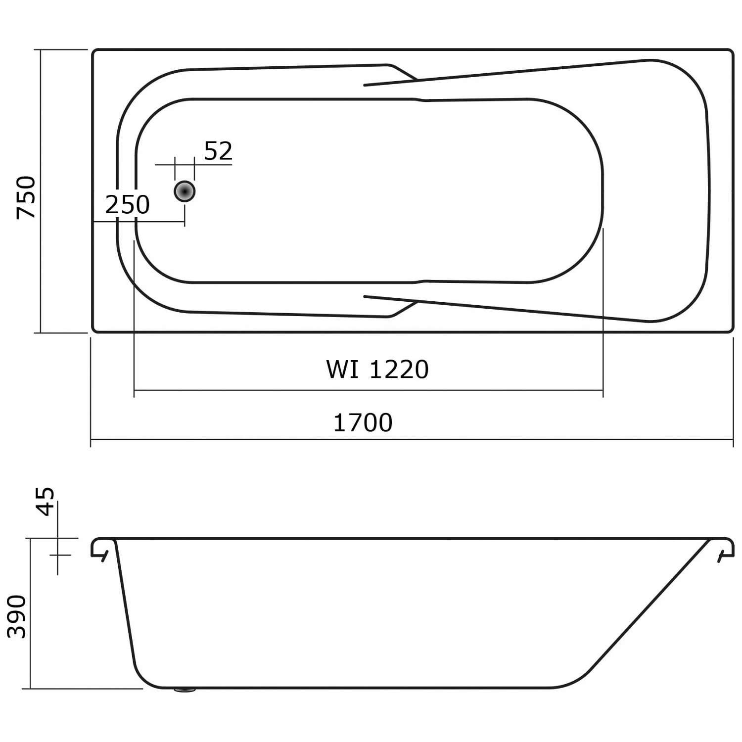 Caribia Rhodos Badewanne 170 X 75 Cm Ohne Schürze 4 Caribia Rhodos Badewanne 170 X 75 Cm Ohne Schürze – Bild 2