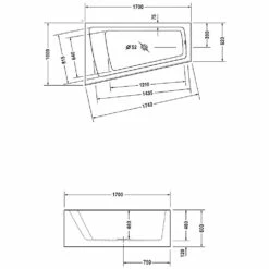 Duravit Paiova Eck-Badewanne 170 X 100 Cm Ecke Links Mit Angeformter Schürze Und Gestell