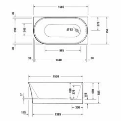 Duravit DuraSenja Badewanne 150 X 75 Cm -Wanne Verkaufsladen duravit badewannen durasenja 150 x 75 11029894