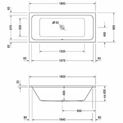 Duravit D-Code Rechteck-Badewanne 180 X 80 Cm Mit Mittelablauf