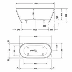 Duravit D-Neo Badewanne Freistehend 160 X 75 Cm, Ohne Überlauf -Wanne Verkaufsladen duravit neo badewannen whirlwannen freistehend 160 4315969