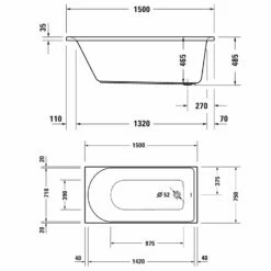 Duravit D-Neo Rechteck-Badewanne 150 X 75 Cm, Einbauversion