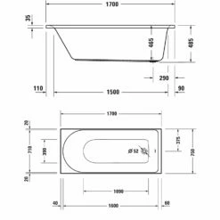 Duravit D-Neo Rechteck-Badewanne 170 X 75 Cm, Einbauversion
