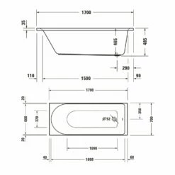 Duravit D-Neo Rechteck-Whirlwanne 170 X 70 Cm, Einbauversion