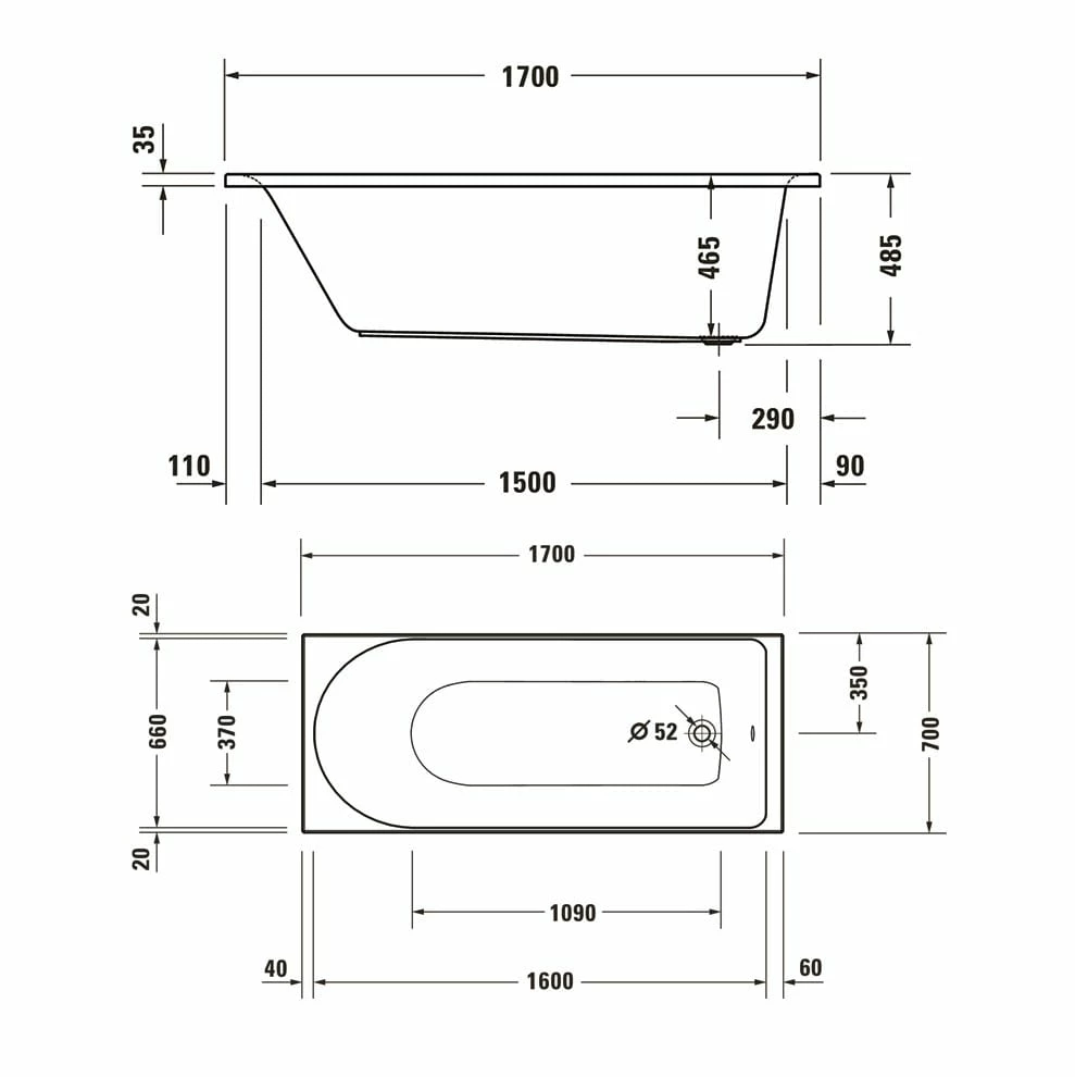 Duravit D-Neo Rechteck-Whirlwanne 170 X 70 Cm, Einbauversion 3 Duravit D-Neo Rechteck-Whirlwanne 170 X 70 Cm, Einbauversion