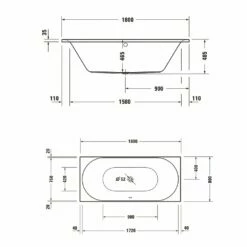 Duravit D-Neo Rechteck-Whirlwanne 180 X 80 Cm, Einbauversion, Ab- Und Überlauf Mittig