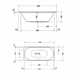 Duravit D-Neo Rechteck-Badewanne 180 X 80 Cm, Einbauversion, Ab- Und Überlauf Mittig
