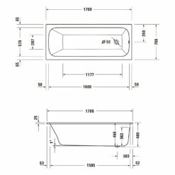 Duravit Qatego Rechteck-Whirlwanne Mit Combi-System L 170 X 70 Cm, Einbauversion