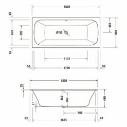 Duravit Qatego Rechteck-Whirlwanne Mit Combi-System E 180 X 80 Cm, Einbauversion