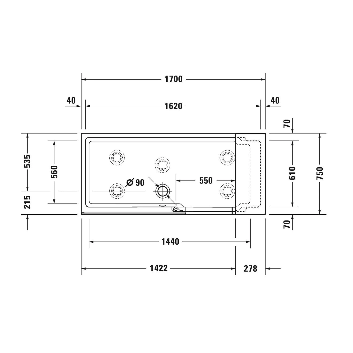 Duravit Shower & Bath Dusch-Badewanne Für Nische, Glas Links 170 X 75 Cm 9 Duravit Shower & Bath Dusch-Badewanne Für Nische, Glas Links 170 X 75 Cm – Bild 7