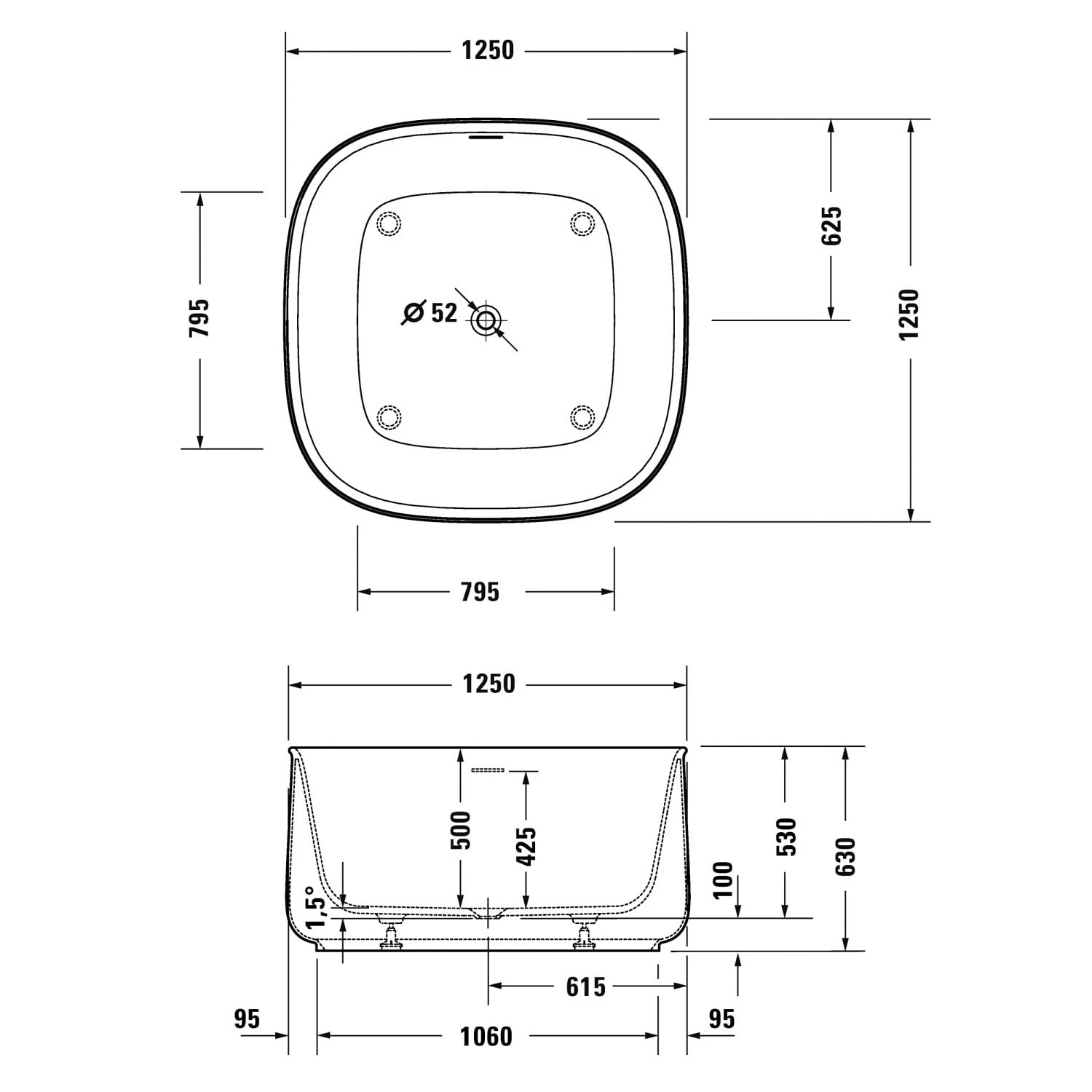 Duravit Zencha Freistehende Badewanne 125 X 125 Cm 6 Duravit Zencha Freistehende Badewanne 125 X 125 Cm – Bild 4