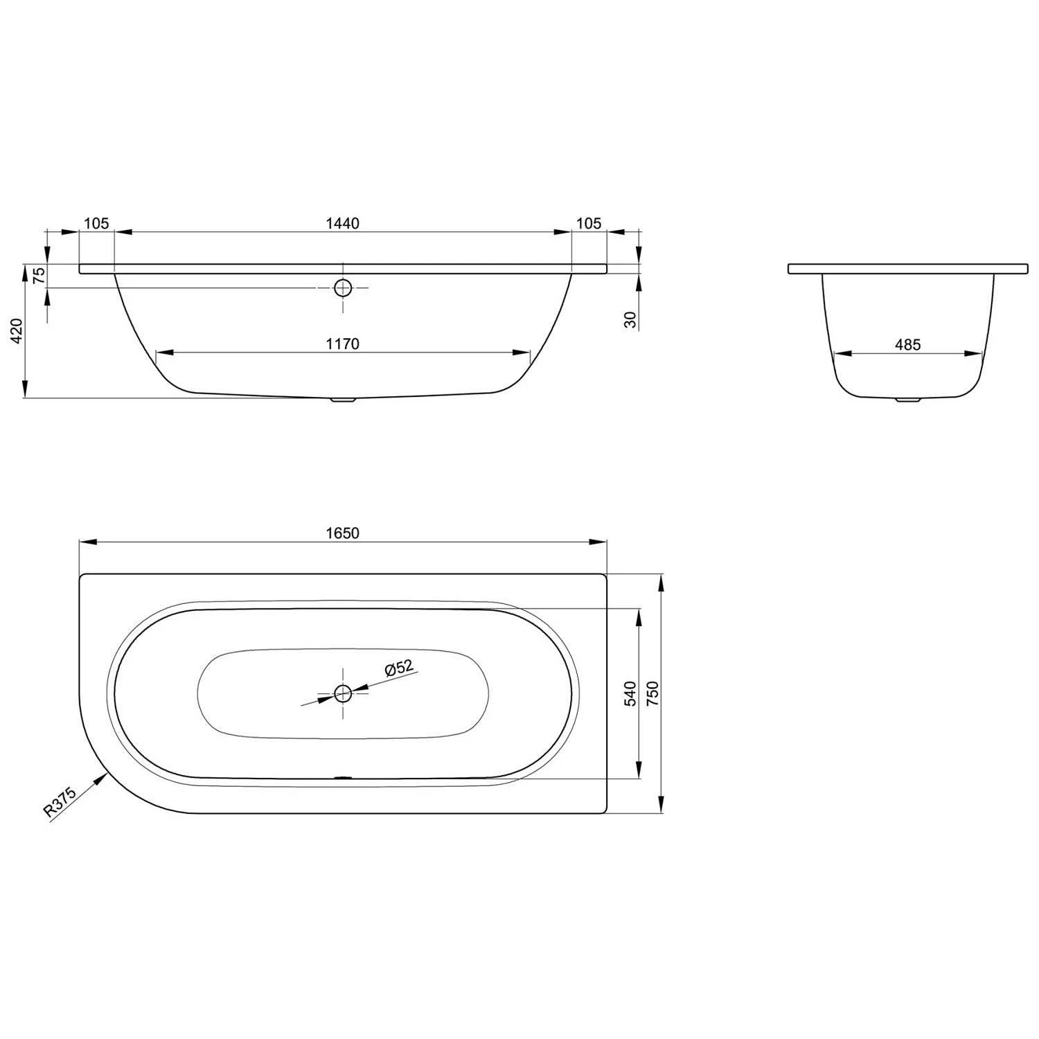 Bette Starlet V Badewanne 165 X 75 Cm Mit Griffbohrung 4 Bette Starlet V Badewanne 165 X 75 Cm Mit Griffbohrung – Bild 2