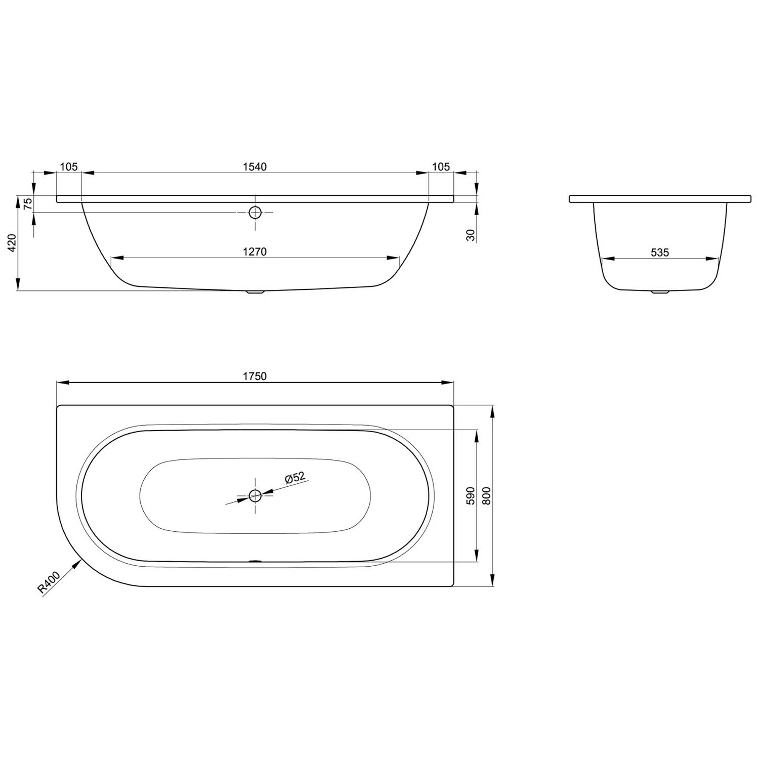 Bette Starlet V Badewanne 175 X 80 Cm Mit Griffbohrung 4 Bette Starlet V Badewanne 175 X 80 Cm Mit Griffbohrung – Bild 2
