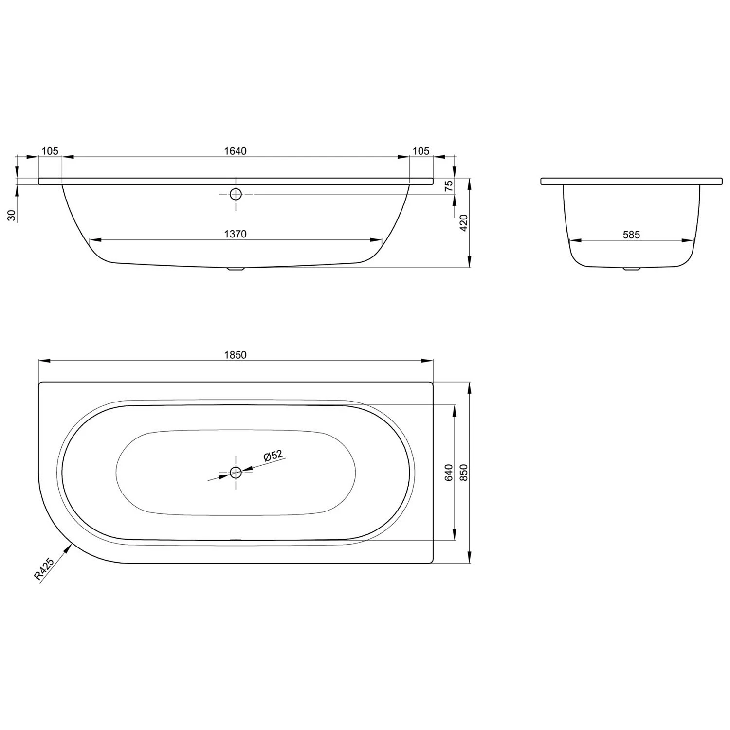 Bette Starlet V Badewanne 185 X 85 Cm Mit Bohrungen Für 1 Griff 4 Bette Starlet V Badewanne 185 X 85 Cm Mit Bohrungen Für 1 Griff – Bild 2