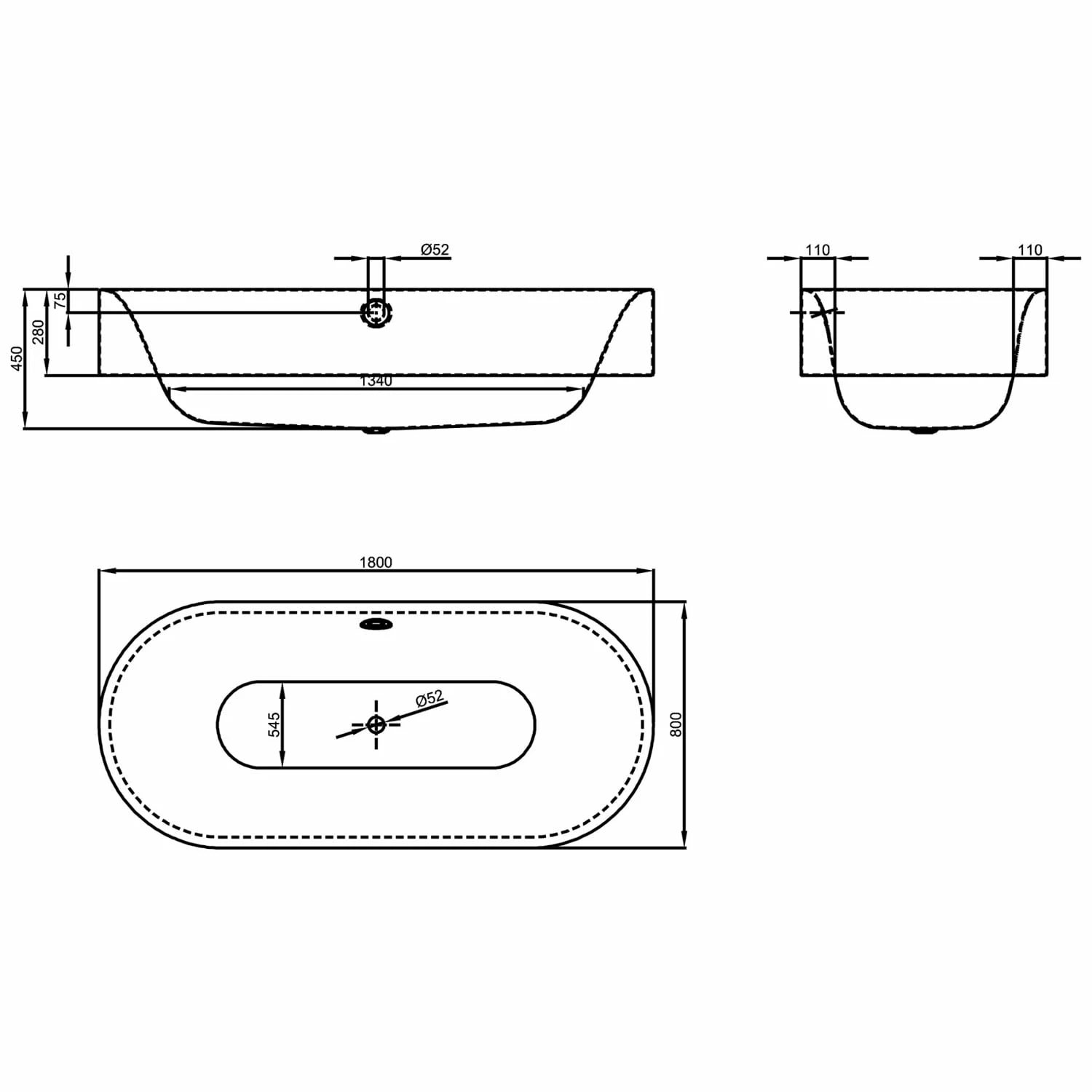 Bette Lux Oval-Wanne Highline 180 X 80 Cm 5 Bette Lux Oval-Wanne Highline 180 X 80 Cm – Bild 3