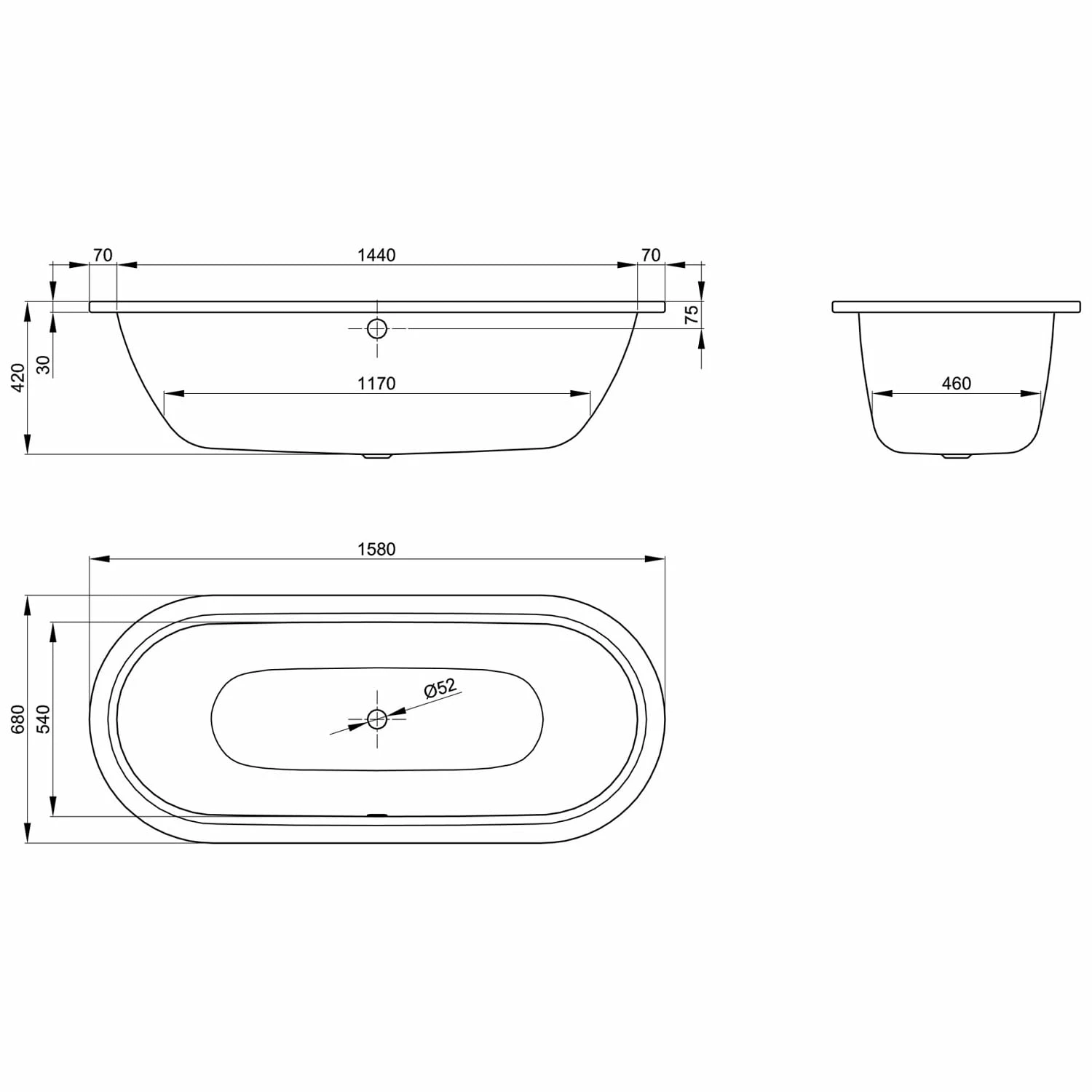 Bette Starlet Flair Ovalwanne 158 X 68 Cm 4 Bette Starlet Flair Ovalwanne 158 X 68 Cm – Bild 2