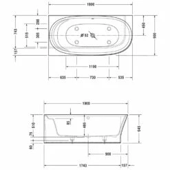 Duravit Cape Cod Badewanne Ecke Links 190 X 90 Cm