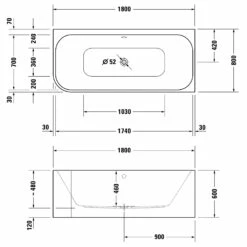 Duravit Happy D.2 Plus Badewanne 180 X 80 Cm, Mit Angeformter Acrylverkleidung -Wanne Verkaufsladen hersteller duravit badewannen happy 2 rechteck 2342044