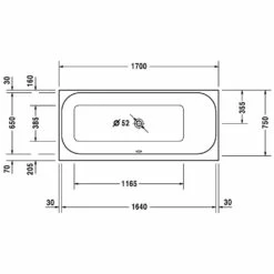 Duravit Happy D2 Rechteck Whirlwanne 180 X 75 Cm Mit Combi-System E, Rückenschräge Rechts