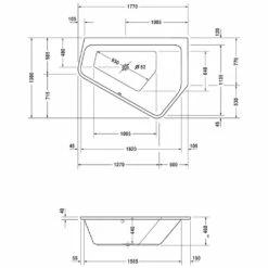 Duravit Paiova 5-Eck Badewanne Rechts, Einbauversion 177 X 130 Cm