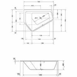 Duravit Paiova 5-Eck Badewanne Links, Einbauversion 190 X 140 Cm