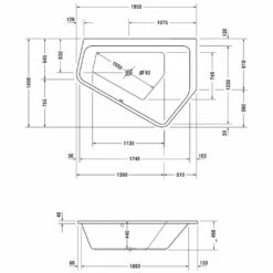 Duravit Paiova 5-Eck Badewanne Rechts, Einbauversion 190 X 140 Cm