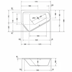Duravit Paiova 5-Eck Badewanne Links, Einbauversion 177 X 130 Cm