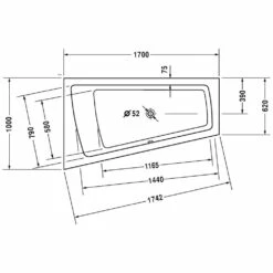Duravit Paiova Whirlwanne 170 X 100 Cm Mit Combi-System P, Ecke Links, Rückenschräge Links
