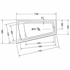 Duravit Paiova Whirlwanne 170 X 100 Cm Mit Combi-System E, Rückenschräge Links