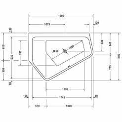 Duravit Paiova 5-Eck Whirlwanne 190 X 140 Cm Mit Combi-System P, Ecke Links