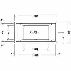 Duravit Starck Rechteck Whirlwanne 180 X 90 Cm Mit Combi-System E, Zwei Rückenschrägen