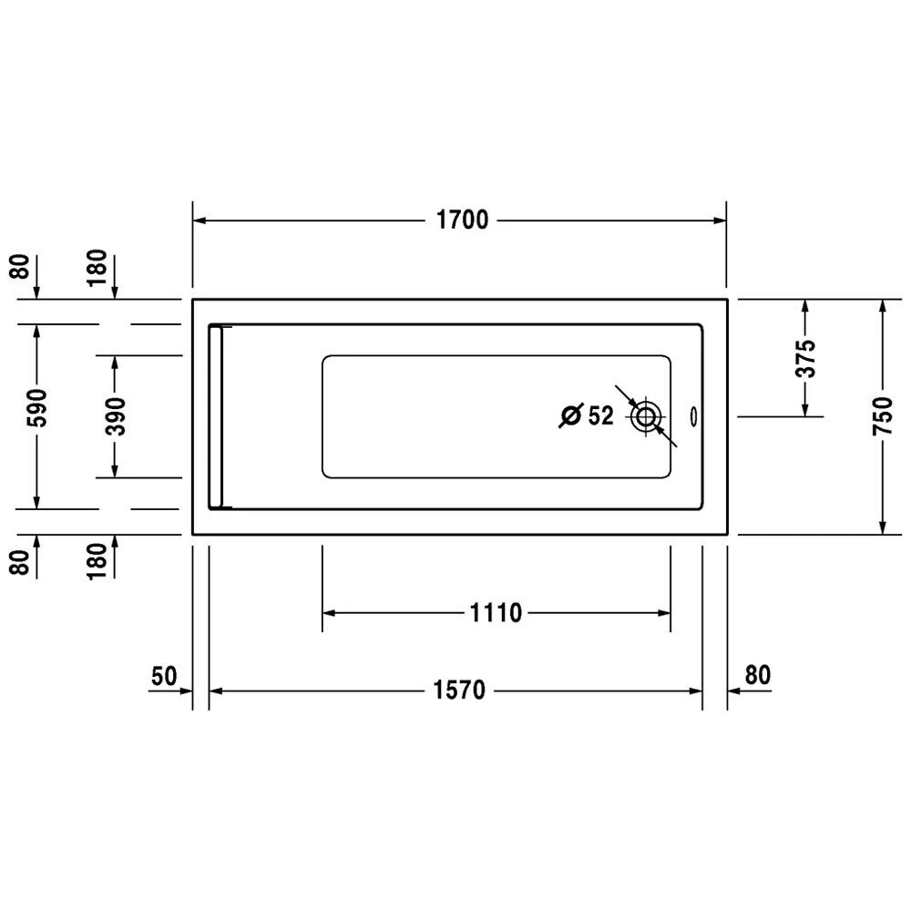 Duravit Starck Rechteck Whirlwanne 170 X 75 Cm Mit Jet System, Einer Rückenschräge 4 Duravit Starck Rechteck Whirlwanne 170 X 75 Cm Mit Jet System, Einer Rückenschräge – Bild 2