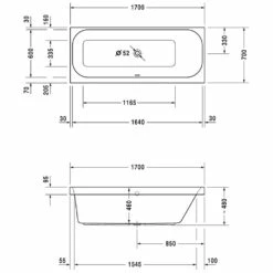 Duravit Happy D.2 Badewanne Rechteck 170 X 70 Cm, Rückenschräge Rechts