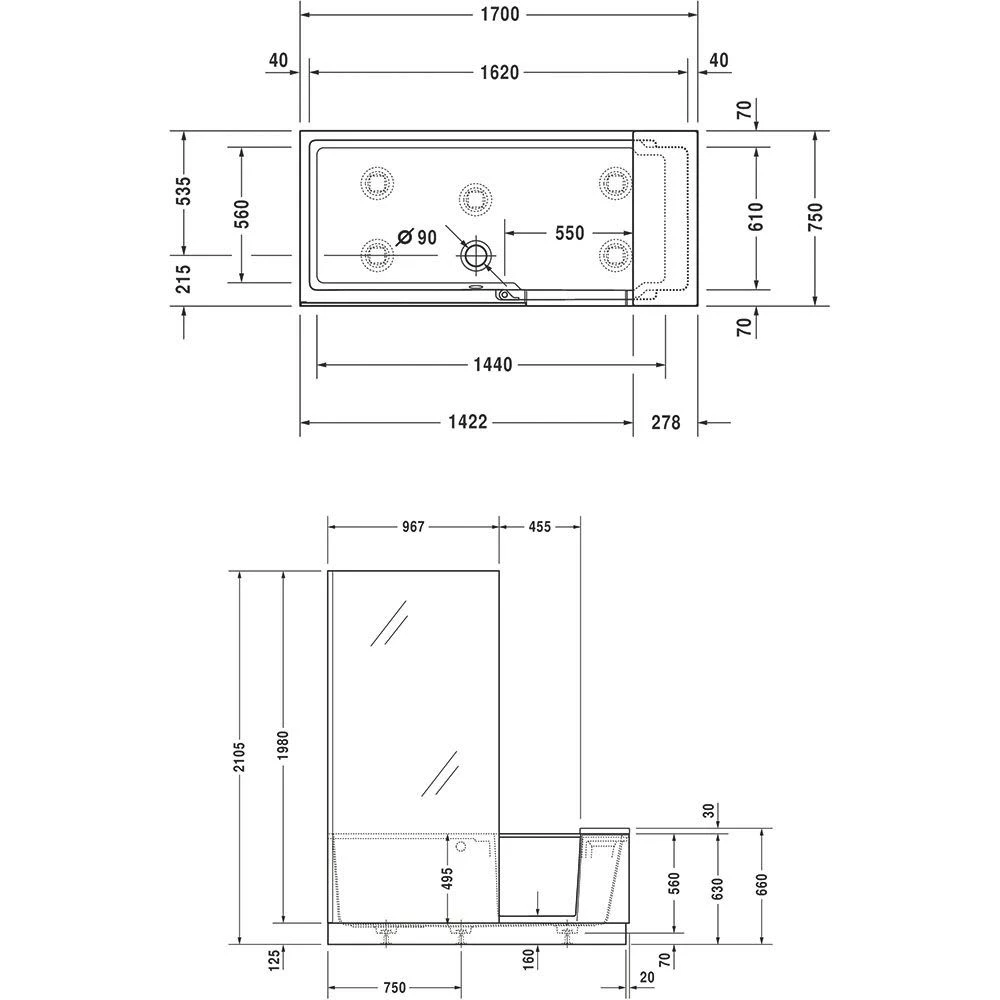 Duravit Shower & Bath Dusch-Badewanne Ecke Links 170 X 75 Cm 8 Duravit Shower & Bath Dusch-Badewanne Ecke Links 170 X 75 Cm – Bild 6