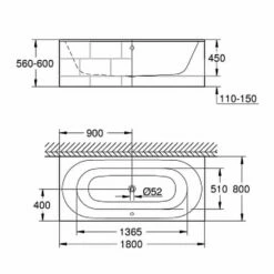 GROHE Essence Einbau-Badewanne Mit EasyClean 180 X 80 Cm