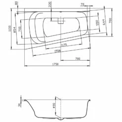 Hoesch Thasos Eckbadewanne 175 X 110 Cm Linke Ausführung Ablaufabdeckung Weiß -Wanne Verkaufsladen hersteller hoesch badewannen eckbadewannen thasos 175 598027