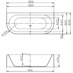 Hoesch Happy D. Halbrund-Badewanne 181,6 X 80,8 Mit Angeformter Schürze