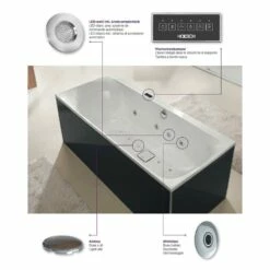 Hoesch Spectra Trapez-Whirlpool 180 X 120 Cm, Rechte Ausführung Mit Laola II Whirl+Air Und Rücken- Und Fußdüsen Und Combi Plus
