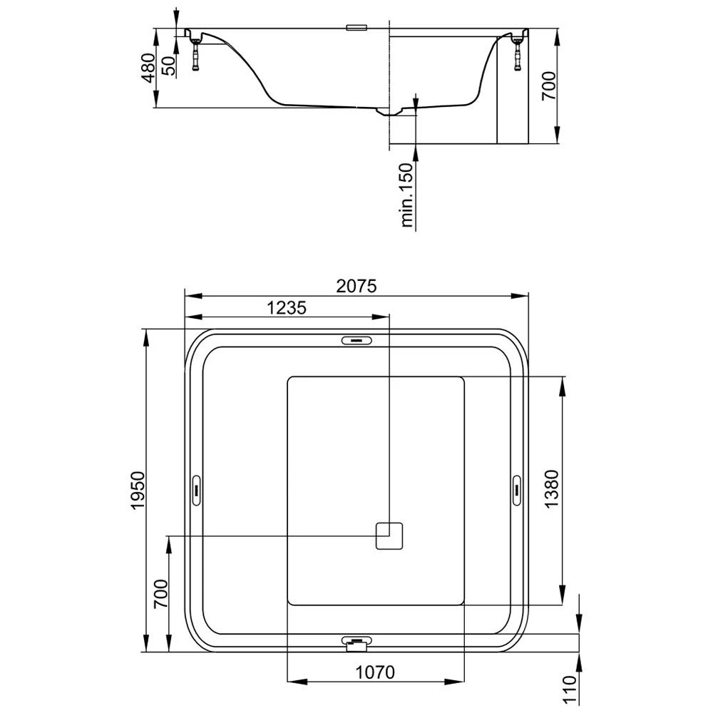Hoesch Ergo+ Badewanne 207,5 X 195 Cm Freistehend Mit Außenverkleidung 5 Hoesch Ergo+ Badewanne 207,5 X 195 Cm Freistehend Mit Außenverkleidung – Bild 3