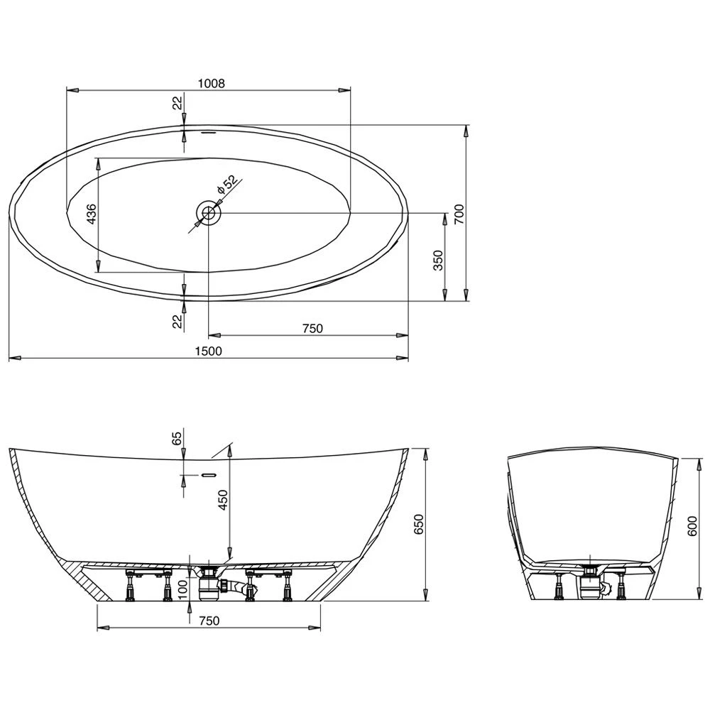 Hoesch Namur Oval-Badewanne 150 X 70 Cm Freistehend 5 Hoesch Namur Oval-Badewanne 150 X 70 Cm Freistehend – Bild 3