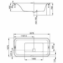Hoesch Ergo+ Rechteck-Badewanne 207,5 X 107,5 Cm, Inkl. Bedienfeld Für Ablauf -Wanne Verkaufsladen hersteller hoesch badewannen whirlpools rechteckbadewannen ergo 1405338