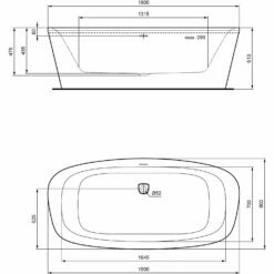 Ideal Standard Dea Freistehende Körperform-Badewanne 190 X 90 Cm, Inkl. Ab- Und Überlauflaufgarnitur -Wanne Verkaufsladen hersteller ideal standard badewannen freistehende koerperform 3296900