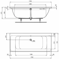 Ideal Standard Connect Air Duo-Badewanne 170 X 75 Cm -Wanne Verkaufsladen hersteller ideal standard badewannen premium connect 1006292