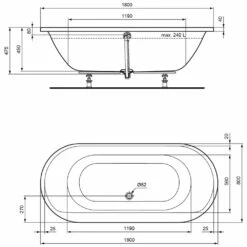 Ideal Standard Connect Air Oval-Badewanne 180 X 80 Cm