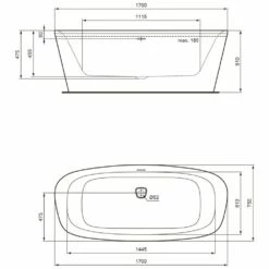 Ideal Standard Dea Freistehende Körperform-Badewanne 170 X 75 Cm 7 Ideal Standard Dea Freistehende Körperform-Badewanne 170 X 75 Cm -Wanne Verkaufsladen hersteller ideal standard badewannen premium koerperform 1403612